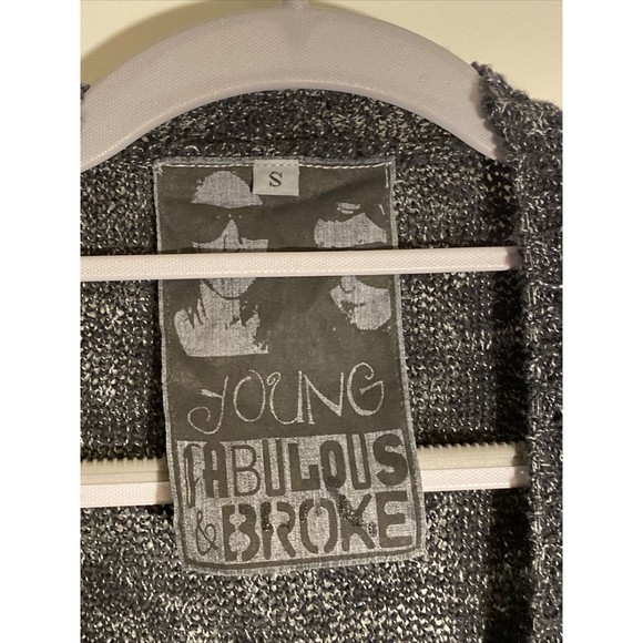 Young Fabulous & Broke Women’s Ombre Fringe Cardigan Sweater Open Front Sz Small - Picture 2 of 5